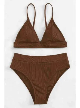 Angelsin Yüksek Bel Tasarım Bikini Altı Kahverengi Angelsin MS43788 - Alternatif Görünüm