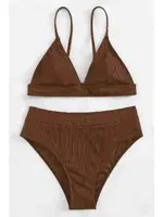 Yüksek Bel Tasarım Bikini Altı Kahverengi Angelsin MS43788 Kahverengi detay görünüm