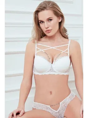 Anıl Desteksiz Dolgusuz Askıları Çıkabilen Yaka Detaylı Çıkabilen Yaka Aksesuarlı Dantelli Sütyen ve Slip Takım Anıl 4776 - Alternatif Görünüm