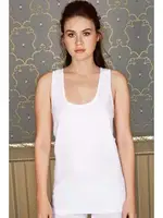 Pamuklu Ribana Geniş Askılı Uzun Atlet Anıl 8549 Beyaz