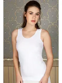 Anıl Pamuklu Ribana Yakası Çiçek İşlemeli Geniş Askılı Atlet Anıl 8552