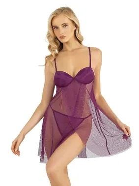 Ahu Lingerie Anvelop Mor Kısa Tül Gecelik Ahu Primoda 4253