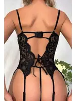 Arkadan Bağcıklı Fantezi Jartiyer Takım For Dreams 8460 Siyah detay görünüm