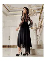 Asimetrik Kesim Siyah Sabahlıklı Gecelik 2li Çeyizlik Saten Set İmaj 4206 Siyah farklı açı