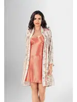 Askıları Büzgülü 2Li Kısa Gecelik Sabahlık Takımı Ahu Loriva 1962 Somon