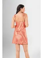 Askıları Büzgülü 2Li Kısa Gecelik Sabahlık Takımı Ahu Loriva 1962 Somon farklı açı