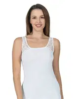 Askıları Dantel Pamuklu Kalın Askılı Kadın Atlet Özkan 25520  Beyaz görsel 5