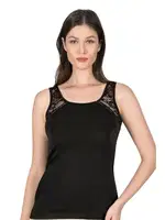 Askıları Dantel Pamuklu Kalın Askılı Kadın Atlet Özkan 25520  Siyah