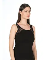 Askıları Dantel Pamuklu Kalın Askılı Kadın Atlet Özkan 25520  Siyah görsel 4