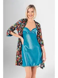 Ahu Lingerie Askıları fırfırlı 2Li Kısa Sabahlık Gecelik Takımı Ahu Loriva 1934