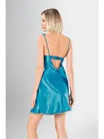 Askıları fırfırlı 2Li Kısa Sabahlık Gecelik Takımı Ahu Loriva 1934 Mavi detay görünüm