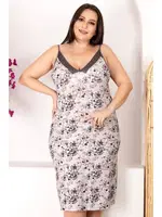 Askılı Çiçek Dsenli Büyük Beden Anne Tunik Gecelik Lady 8906 Beyaz farklı açı