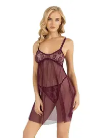 Ahu Lingerie Askılı Kısa Transparan Tül Gecelik Ahu Primoda 4206