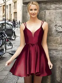 Pink Night Askılı Saten Bordo Kadın Mini Elbise Pink Night 3322