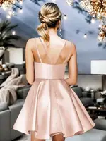 Askılı Somon Mini Elbise Pink Night 3375 Somon detay görünüm