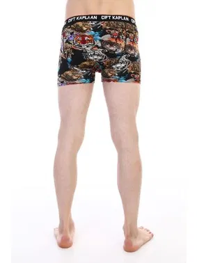 Çift Kaplan Aslan Desenli Çift Kaplan Erkek Boxer 796 Dijital Baskılı - Alternatif Görünüm