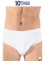 Avantajlı 10 Adet %100 Pamuk Rahat Slip Külot Lüx DRM 6020 Beyaz