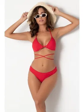 DOREMI Bağlama Detaylı Normal Bel Kırmızı Bikini Takım DoReMi 002-001000