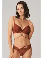 Balenli Destekli Dolgulu Göbek Detaylı Dantelli Sütyen ve Slip Takım Anıl 4832 Tarçın