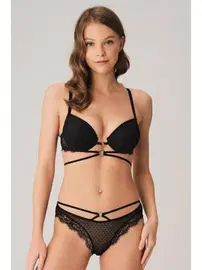 Anıl Balenli Destekli Dolgulu Puantiyeli Dantelli Sütyen Slip Takım Anıl 4828