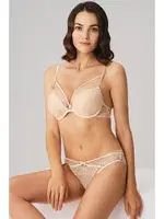 Balenli Destekli Dolgulu Yaka Detaylı Taşlı Dantelli Sütyen ve String Takım Anıl 4830 Somon