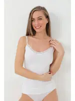 Bambu Beyaz V Yaka İp Askılı Dantelli Atlet Arma Yıldız 3704 - 2 ADET Beyaz farklı açı