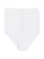 Bambu Dantelli Beyaz 6'lı Paket Kadın Bikini Külot Yıldız 3880 Beyaz