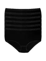 Bambu Kemerli Kadın Siyah 6'lı Paket Bato Külot Yıldız 3946 Siyah