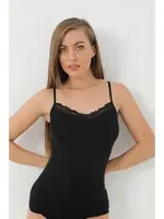 Bambu Siyah V Yaka İp Askılı Dantelli Atlet Arma Yıldız 3704 - 2 ADET Siyah farklı açı