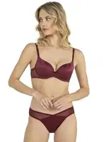 Basic Tül Çapraz Boş Cup Sütyen Takım Fabony 4190 Bordo