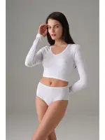 Basic V Yaka Uzun Kollu Kadın Crop T-shirt Doreanse 8503