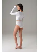 Basic V Yaka Uzun Kollu Kadın Crop T-shirt Doreanse 8503 detay görünüm