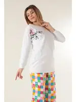 Bayan Pijama Takımı Miorre 001-015133 Beyaz görsel 4