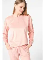 Uzun Kollu Sweatshirt Pantolon Kadın Pijama Takım Anıl 9800 Pembe detay görünüm