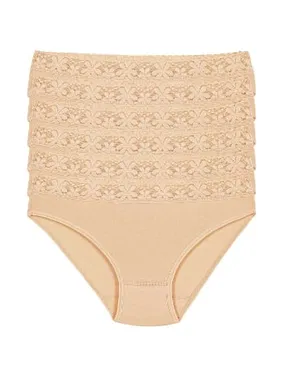 Yıldız Çamaşır Beli Dantelli Ten 6'lı Paket Likralı Kadın Bikini Külot Yıldız 3527