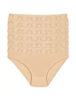 Beli Dantelli Ten 6'lı Paket Likralı Kadın Bikini Külot Yıldız 3527 Ten