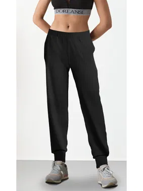 Doreanse Beli Lastikli Siyah Jogger Kadın Eşofman Altı Doreanse 4434 