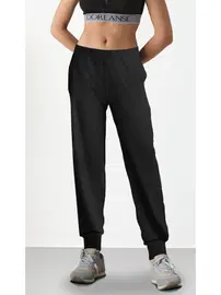 Doreanse Beli Lastikli Siyah Jogger Kadın Eşofman Altı Doreanse 4434 