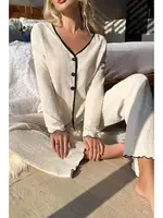 Açık Bej Konforlu Ev Giyim Pijama Takımı Bella Notte 7050 Açik Bej detay görünüm