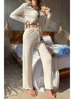 Açık Bej Konforlu Ev Giyim Pijama Takımı Bella Notte 7050 Açik Bej görsel 4