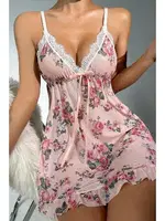 Açık Pembe Dantel Detaylı Erotik Gecelik Bella Notte 15615 Pembe