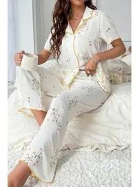 Bella Notte Papatya Desenli Cep Detaylı Pijama Takımı Bella Notte 7019