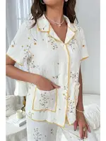 Papatya Desenli Cep Detaylı Pijama Takımı Bella Notte 7019 Beyaz farklı açı