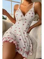 Beyaz Kiraz Desenli Gecelik Bella Notte 15771 Beyaz görsel 4