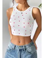 Bella Notte Beyaz Mini Kalp Baskılı Pinterest Model Atlet A-7503 Beyaz