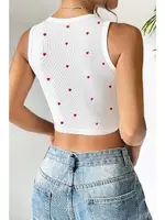 Bella Notte Beyaz Mini Kalp Baskılı Pinterest Model Atlet A-7503 Beyaz görsel 4