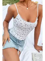 Beyaz Minimalist Kırmızı Lale Desenli Askılı Atlet Bella Notte A-7502 Beyaz görsel 4