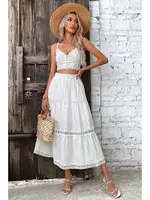 Beyaz Müslin Kumaş Uzun Etek Bella Notte ETK-8500 Beyaz