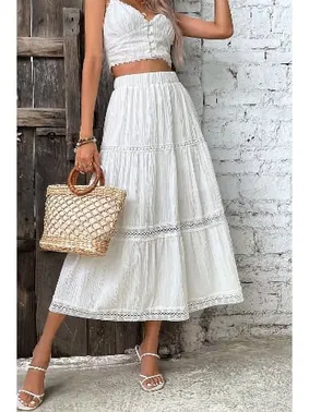 Bella Notte Beyaz Müslin Kumaş Uzun Etek Bella Notte ETK-8500 - Alternatif Görünüm