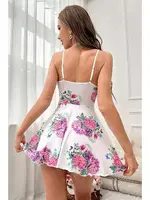 Beyaz Pırıltı Çiçekli Askılı Mini Gecelik Bella Notte 15626 Beyaz detay görünüm